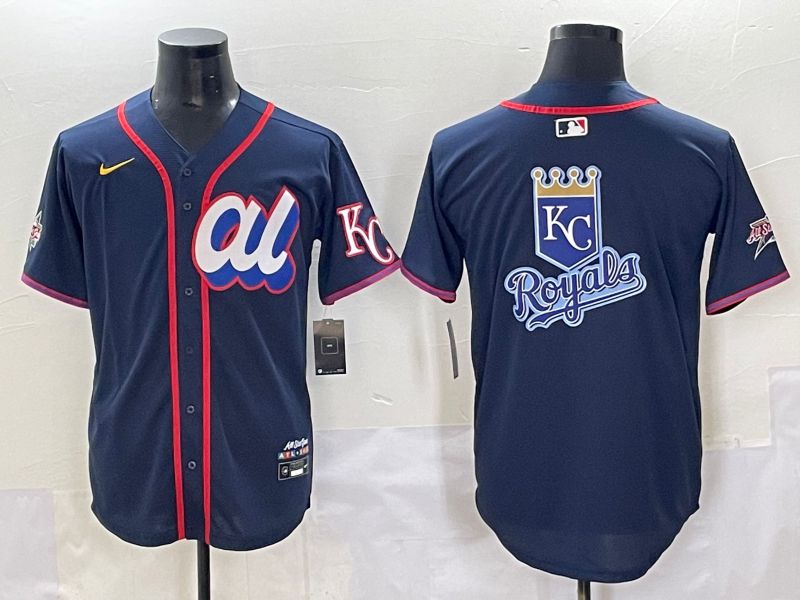 Men 2025 Kansas City Royals Blank Drak Blue All star Blank Blue Nike MLB Jersey style 2